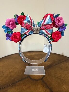 NEW DISNEY FLORAL CROWN QUEEN OF THE KINGDOM EPCOT UK MINNIE EARS HEADBAND